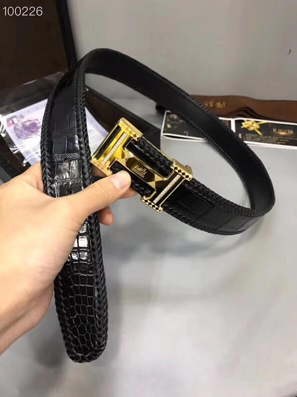 HERMES皮帶 A級進口鱷魚編織肚皮 全手工編織 高品質 愛馬仕男腰帶  hgh1939